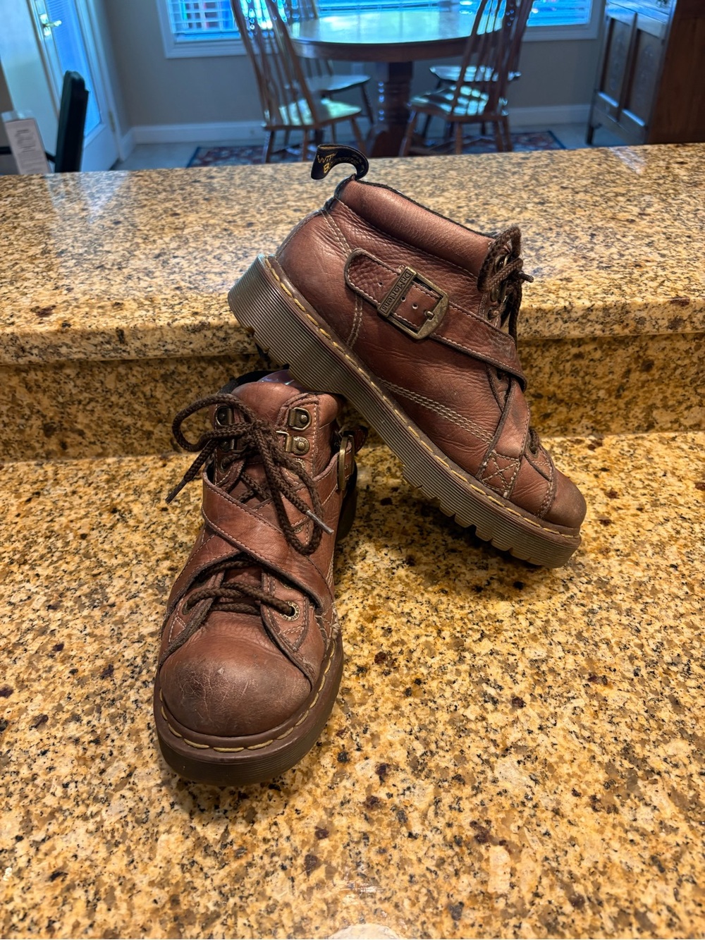 Dr Martens 90's England Vintage Brown Cross Strap Ankle Boots 8 US Mens 9 90’s